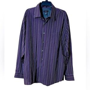 Men’s‎ Van Heusen Purple Striped Long Sleeve Button Down Dress Shirt Size XXL